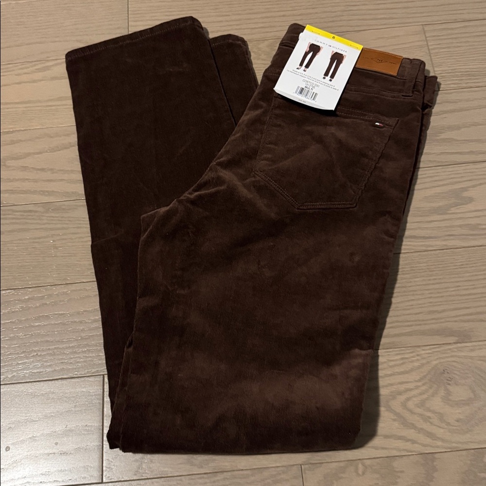 Size 6 TOMMY HILFIGER STRAIGHT-LEG CORDUROY PANTS - Tan